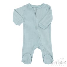 SS4600-SG-03: Sage Green Ribbed Sleepsuit (0-3 Months)